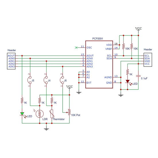 PCF8591 ADC DAC Modül