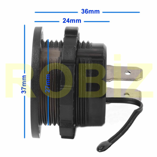 Yuvarlak Voltmetre Termometre 12V/24V