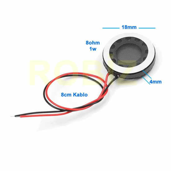 Hoparlör 1W 8ohm 18mm Yuvarlak