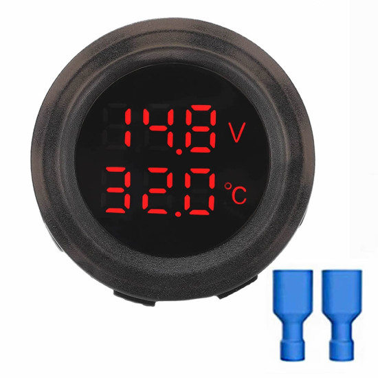 Yuvarlak Voltmetre Termometre 12V/24V