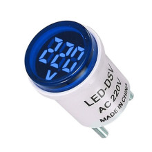 AC 220V Voltmetre Yuvarlak Mavi EU Plug